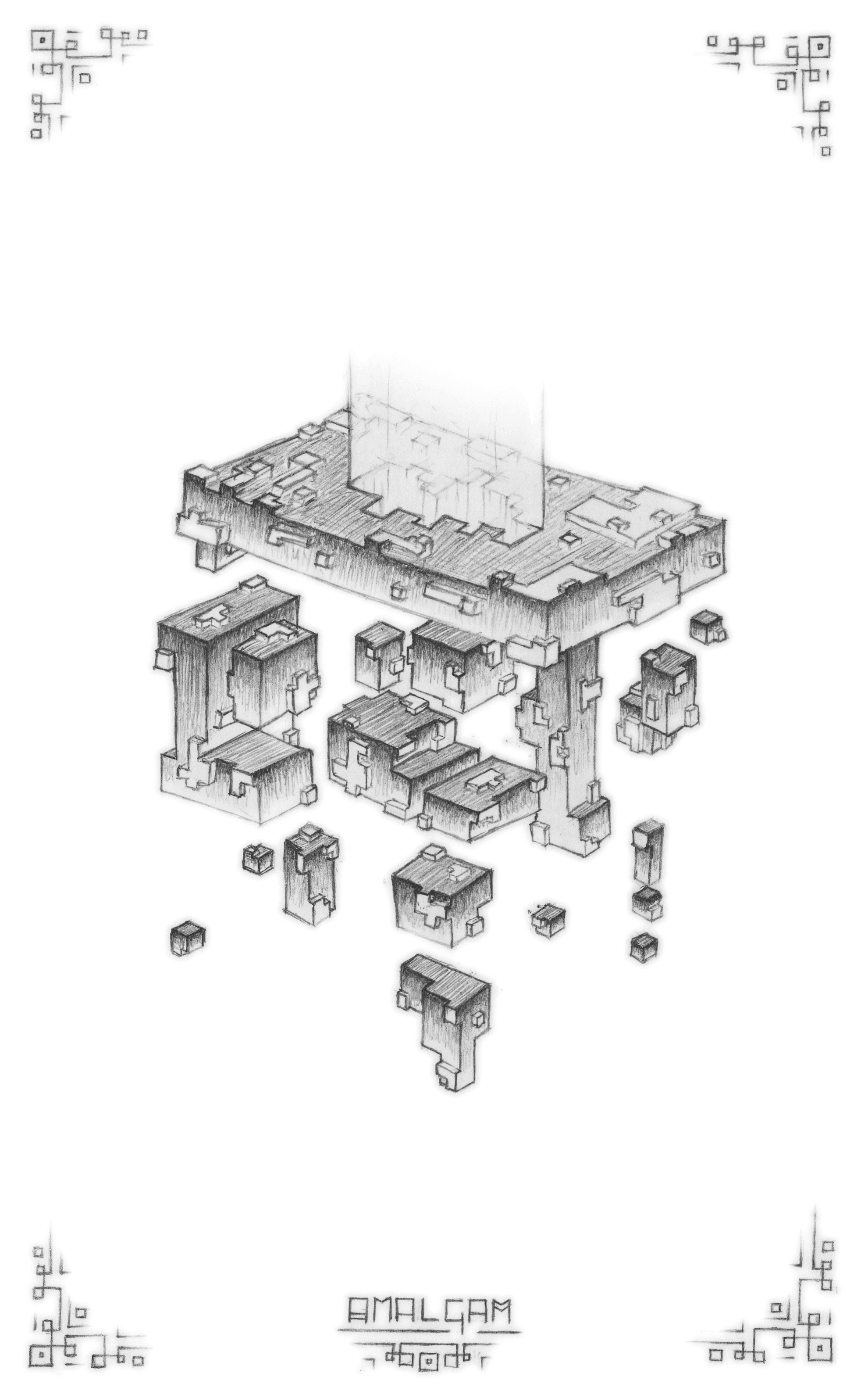 An abstract, floating digital artifact