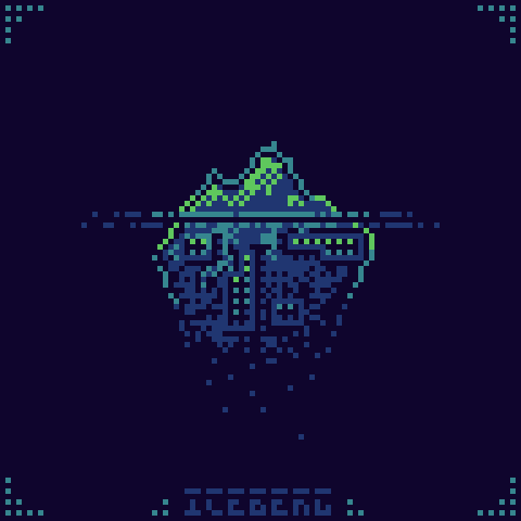 An iceberg floating with some suspicious windows below the surface